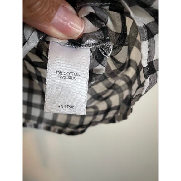 J. Jill black gingham silk cotton sleeveless button up shirt tie front Large - Picture 6 of 7